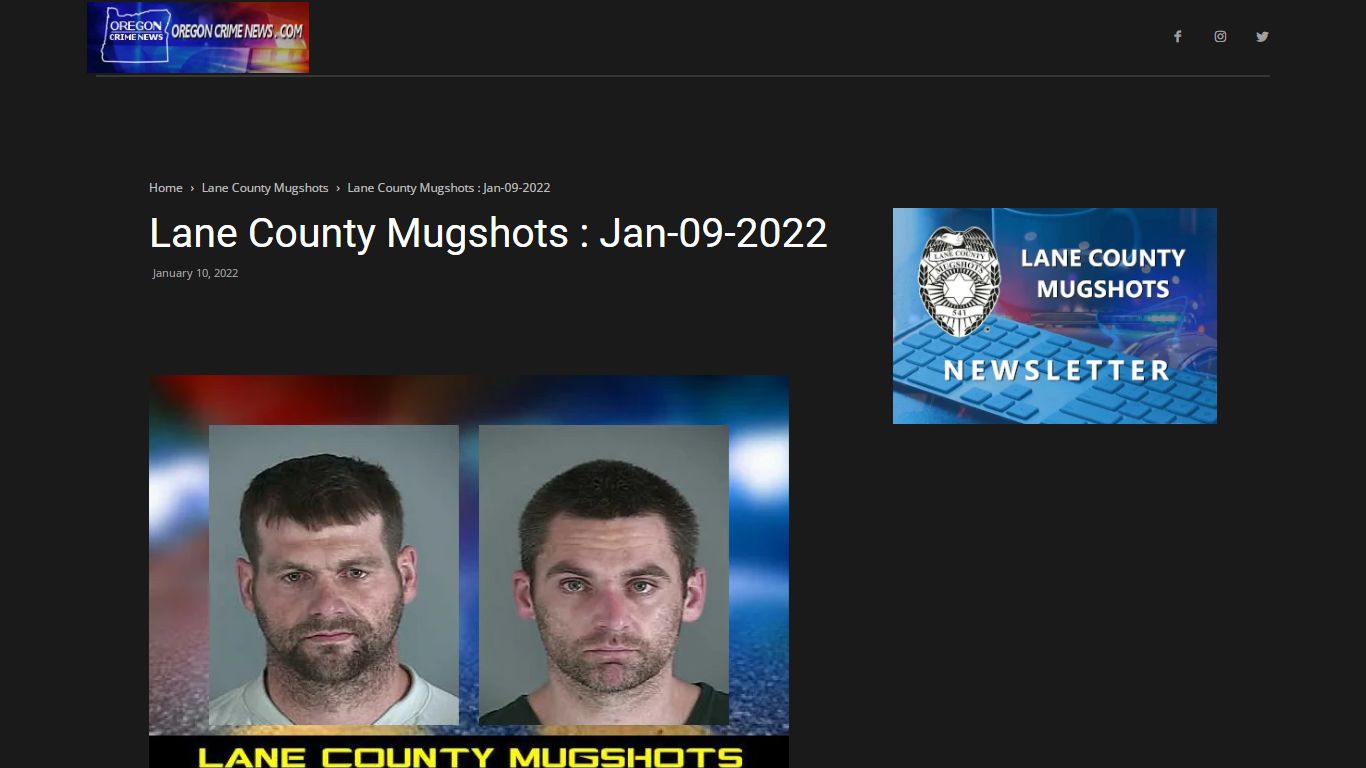 Lane County Mugshots : Jan-09-2022 - Oregon Crime News